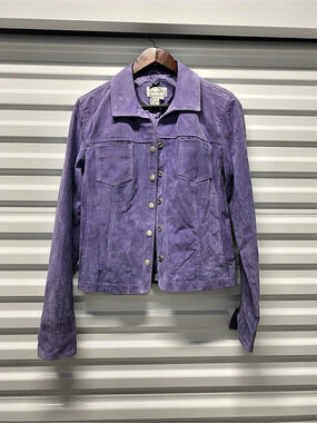 Live a Little Purple Leather Jacket Size Medium Like New